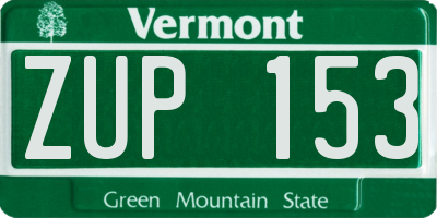 VT license plate ZUP153