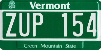 VT license plate ZUP154