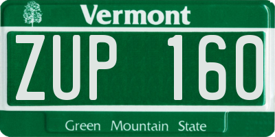 VT license plate ZUP160