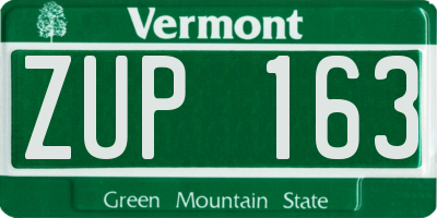 VT license plate ZUP163