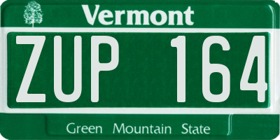 VT license plate ZUP164