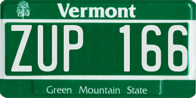 VT license plate ZUP166