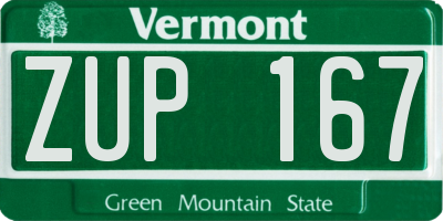 VT license plate ZUP167