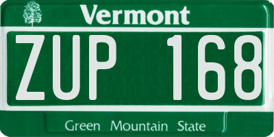 VT license plate ZUP168