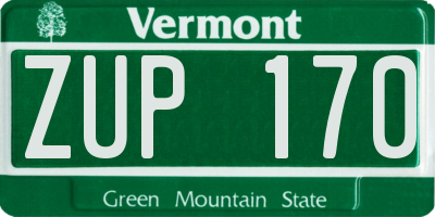 VT license plate ZUP170