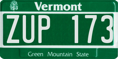 VT license plate ZUP173