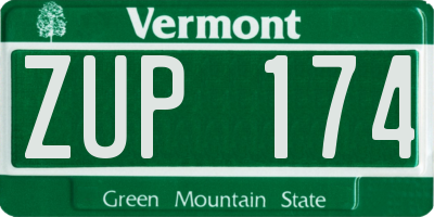 VT license plate ZUP174