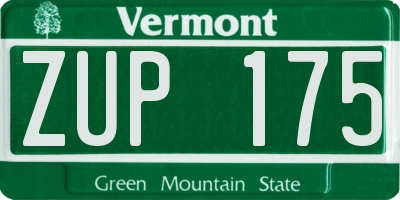 VT license plate ZUP175