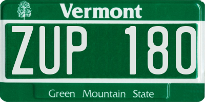 VT license plate ZUP180