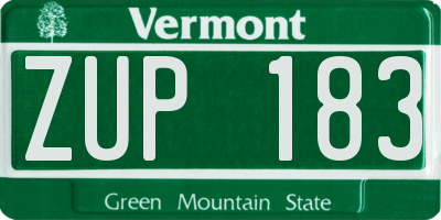 VT license plate ZUP183
