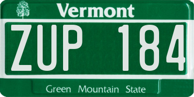 VT license plate ZUP184