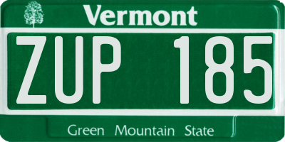 VT license plate ZUP185