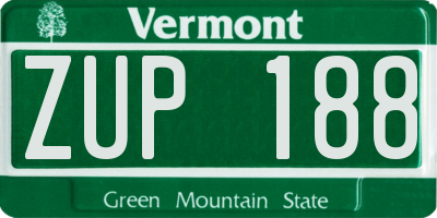VT license plate ZUP188