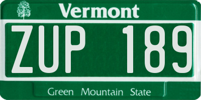 VT license plate ZUP189