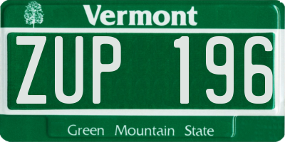 VT license plate ZUP196
