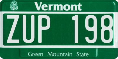 VT license plate ZUP198