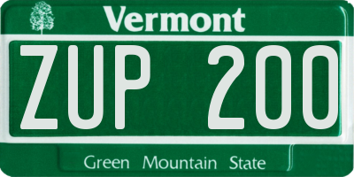 VT license plate ZUP200