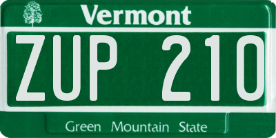 VT license plate ZUP210