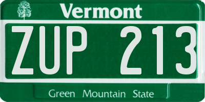 VT license plate ZUP213