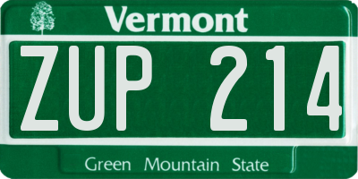 VT license plate ZUP214