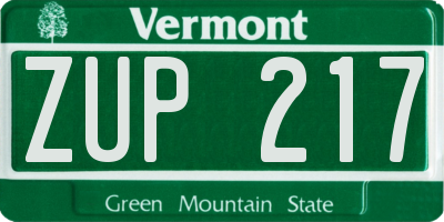 VT license plate ZUP217