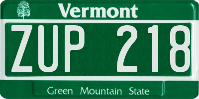 VT license plate ZUP218