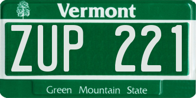 VT license plate ZUP221