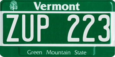 VT license plate ZUP223