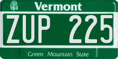VT license plate ZUP225