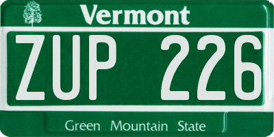 VT license plate ZUP226