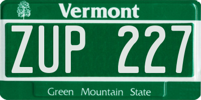 VT license plate ZUP227