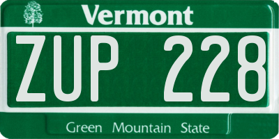 VT license plate ZUP228