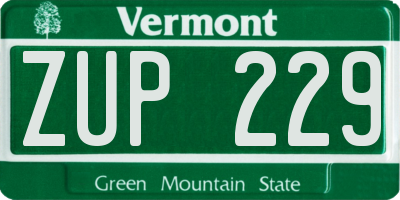 VT license plate ZUP229