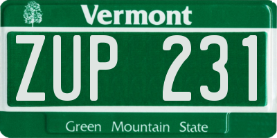 VT license plate ZUP231