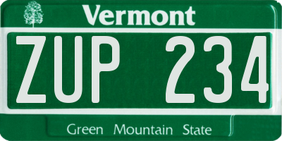VT license plate ZUP234