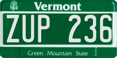 VT license plate ZUP236