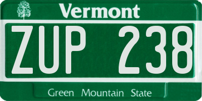 VT license plate ZUP238