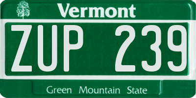 VT license plate ZUP239