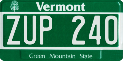 VT license plate ZUP240