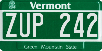 VT license plate ZUP242