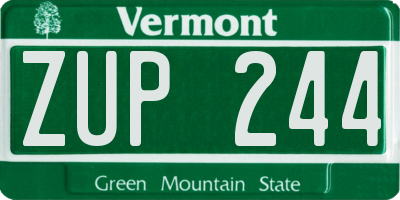 VT license plate ZUP244