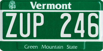 VT license plate ZUP246