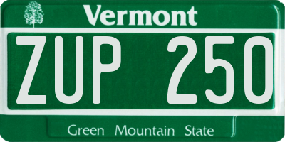 VT license plate ZUP250