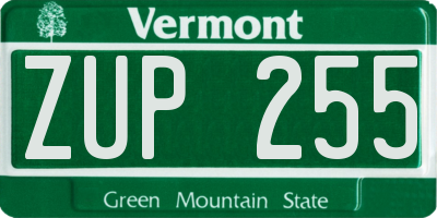 VT license plate ZUP255