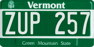 VT license plate ZUP257