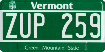 VT license plate ZUP259