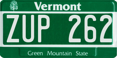 VT license plate ZUP262