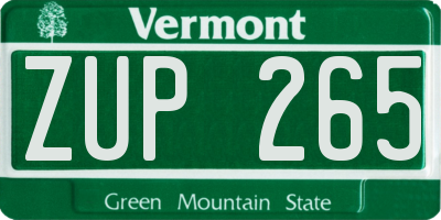VT license plate ZUP265