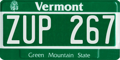 VT license plate ZUP267
