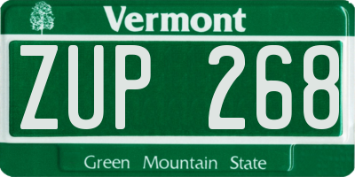 VT license plate ZUP268